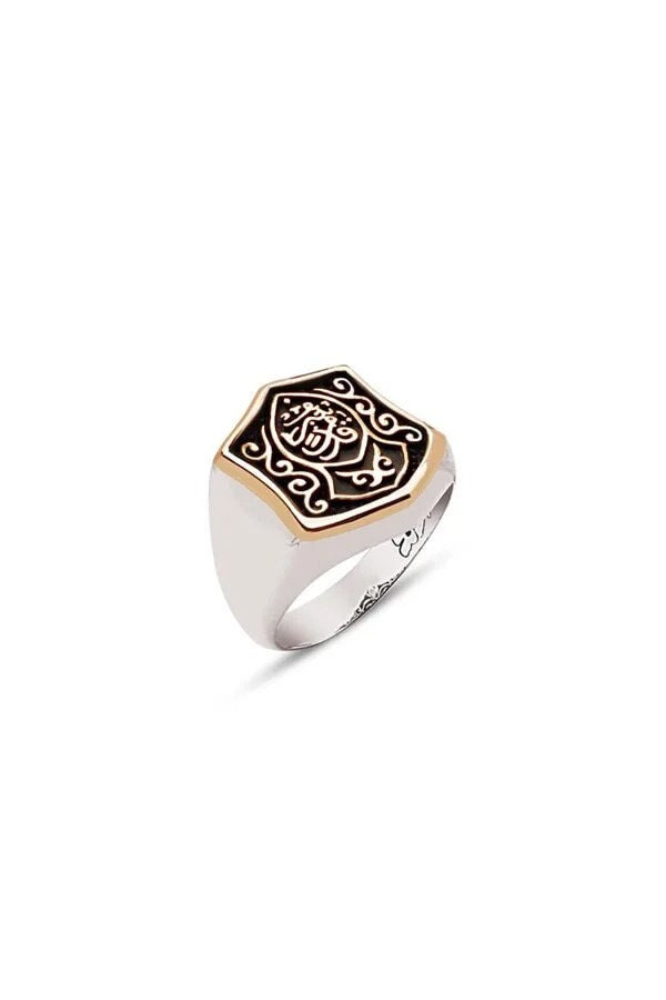 Nalain Shareef Black Aqeeq Handmade Ring | Boutique Ottoman Jewelry Store