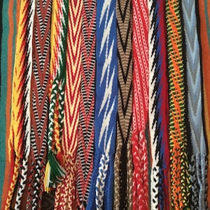 Custom made Cherokee finger weaving belts and garters