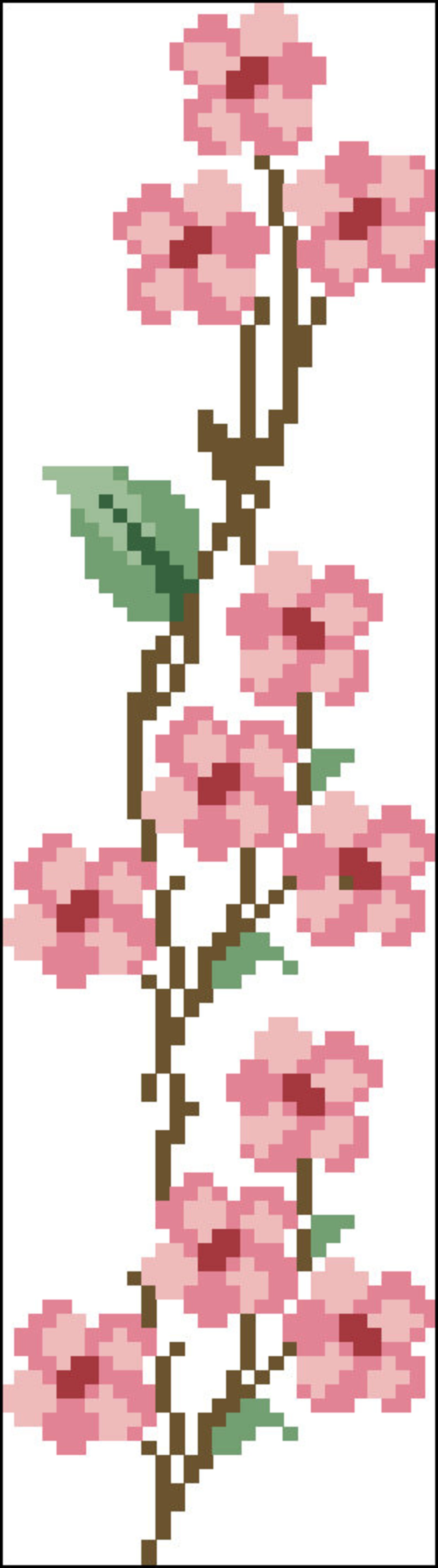 Cherry Blossom Bookmark, Cross Stitch Pattern Pdf, Sakura Bookmark ...