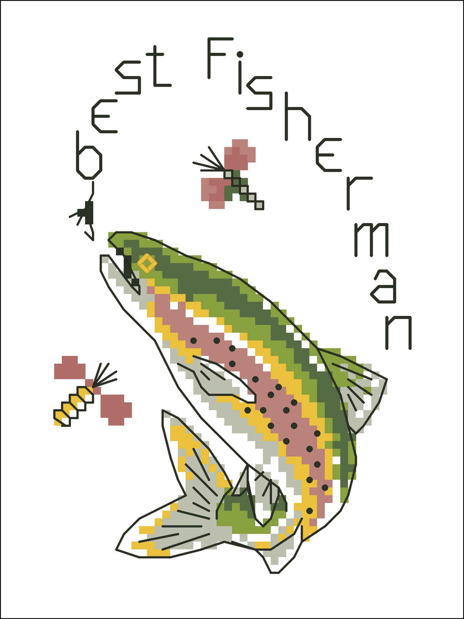 Fish Cross Stitch Pattern Pdf Best Fisherman Pattern Cross Etsy