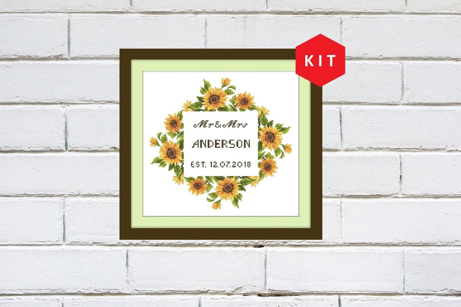 Personalized Sunflowers wedding cross stitch kit Counted Etsy Everything cross stitch