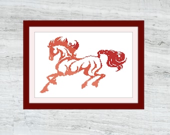 Silhouette horse cross stitch pattern pdf, Horse art decor embroidery pdf pattern, Animal decor cross stitch pattern pdf, Horse lover gift