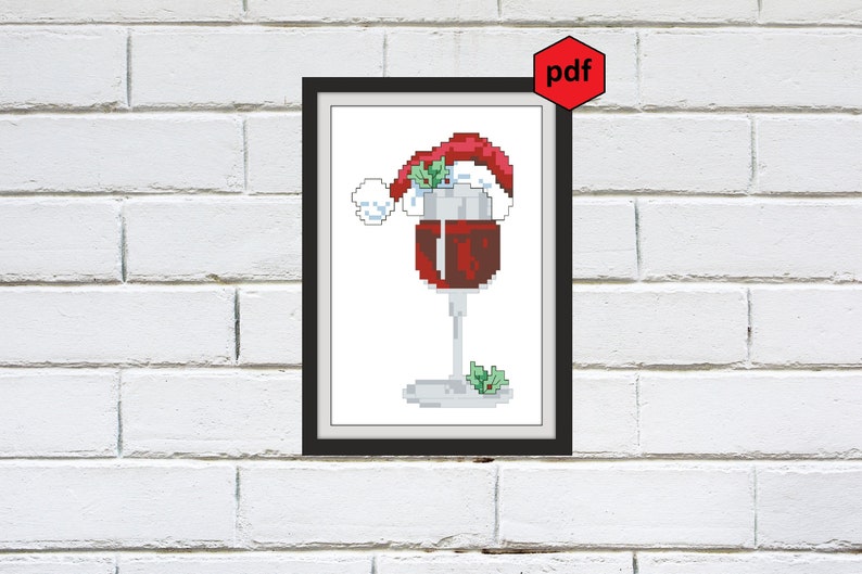 Christmas Wine Glass Cross Stitch Pattern Pdf Counted Kitchen Etsy