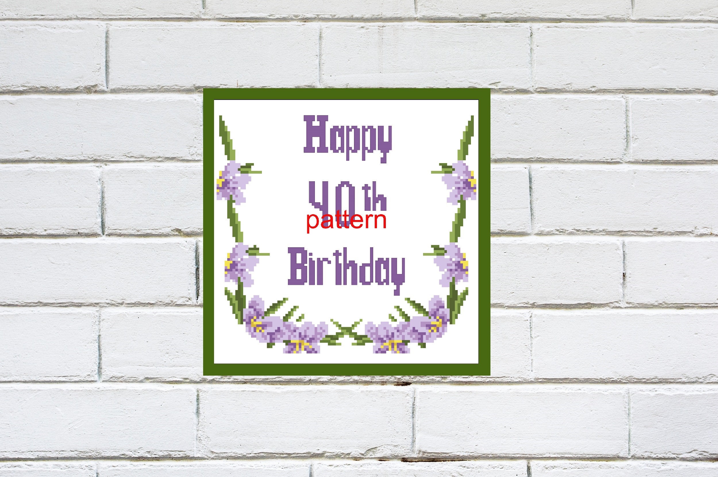 Happy 40th Birthday Cross Stitch Pattern Embroidery Happy - Etsy UK