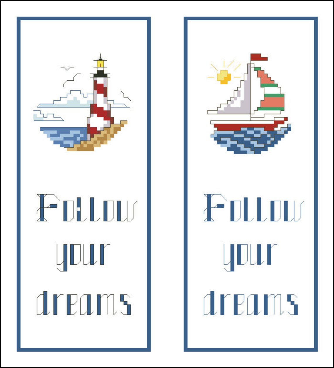 Lighthouse Bookmark Sailboat Bookmark Summer Cross Stitch Etsy