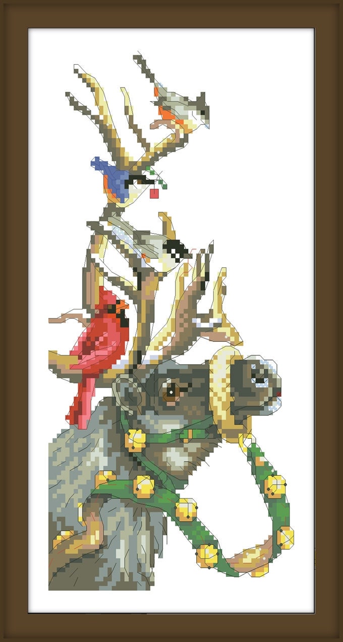 Reindeer Cross Stitch Pattern Pdf Christmas Cross Stitch Wall - Etsy