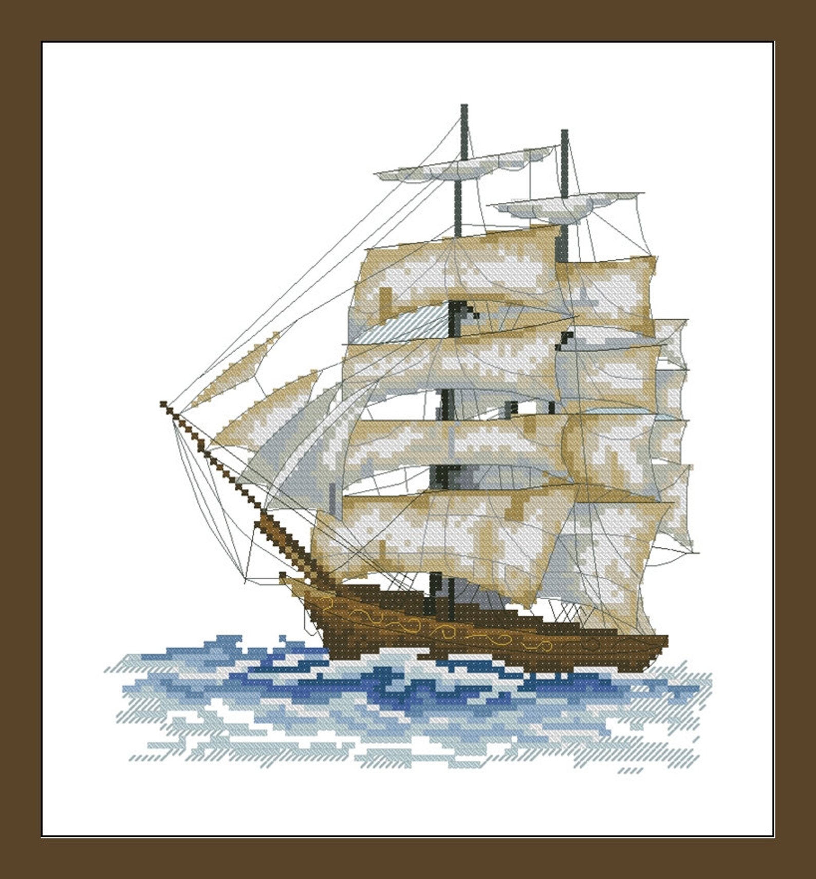 Sailboat cross stitch pattern pdf Sea landscape cross stitch - Etsy España