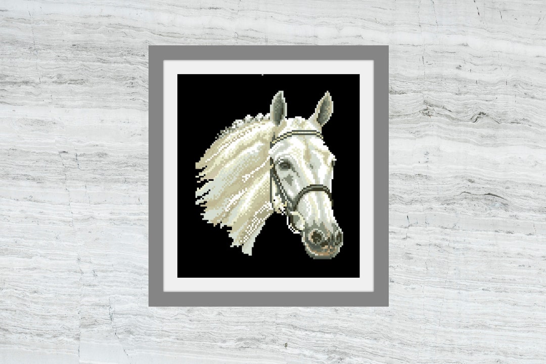 White Horse Cross Stitch Pattern Pdf, Horse Art Decor Embroidery Pdf ...
