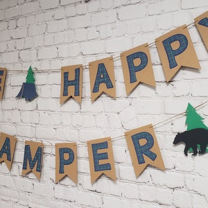 One Happy Camper Banner. Lumberjack Banner. Camping Birthday Banner. One Happy Camper. Wild One Lumberjack Party Decor. Camping First Bday.