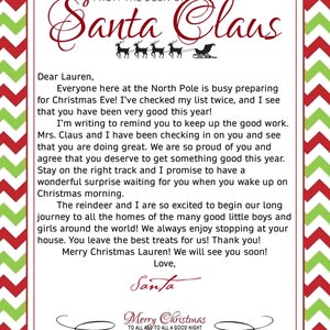Personalized Letter From Santa. Letter From Santa Claus. Christmas Eve ...