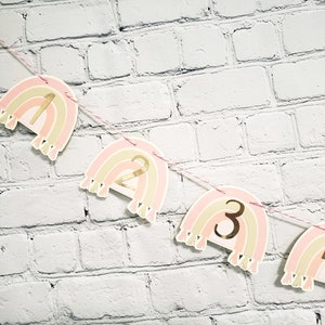 Rainbow Milestone Photo Banner. Boho Rainbow Banner. Boho First Birthday. Neutral Birthday Banner. Boho Pink Banner. Boho Rainbow Party.