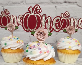 Pumpkin First Birthday Cupcake Toppers, Set of 12