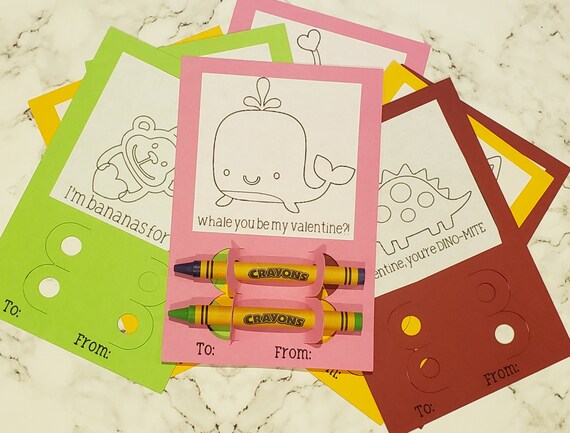 Kid's Valentine's Day Card. Valentine's Coloring Cards. Classroom