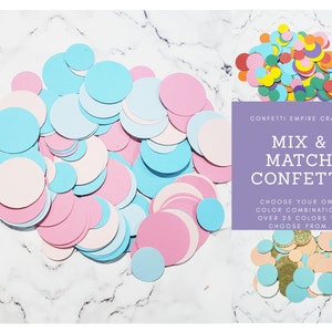 30+ Colors Personalized Round Paper Confetti. Mix & Match Circle Party Confetti. Gender Reveal Confetti. Ready to Ship. Glitter Confetti.