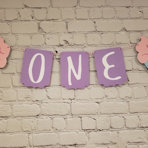 Cotton Candy High Chair Banner. First Birthday Banner. Sweet One Party Decorations. Cotton Candy First Birthday.