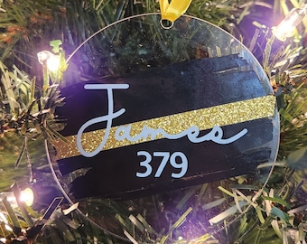Personalized 911 Dispatcher Ornament: Thin Yellow Line, First Responder Gift