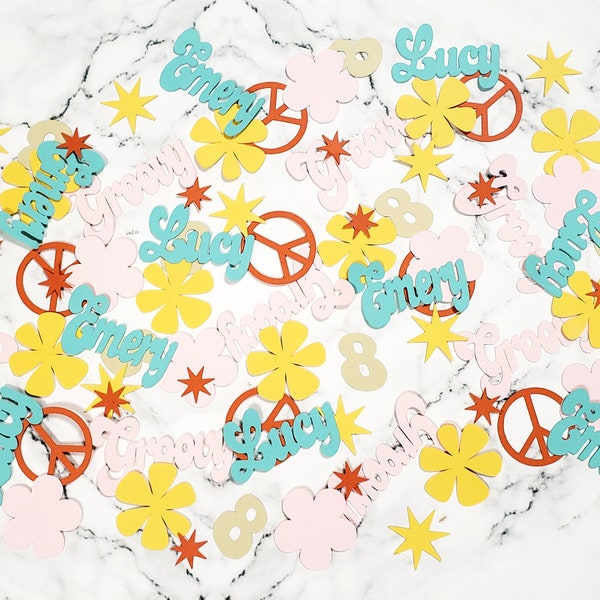 Groovy Birthday Confetti. Hippie Confetti. Two Groovy Birthday Party Decorations. Hippie Birthday Party Decor. 70's Theme Confetti.