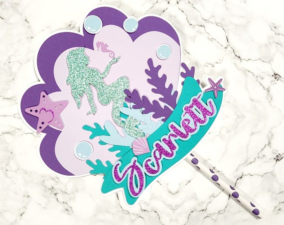 Mermaid Cake Topper. Under the Sea Birthday Decor. Mermaid Decorations. Mermaid Birthday. Mermaid Party. Under the Sea Party Cake Topper. Il_570xn