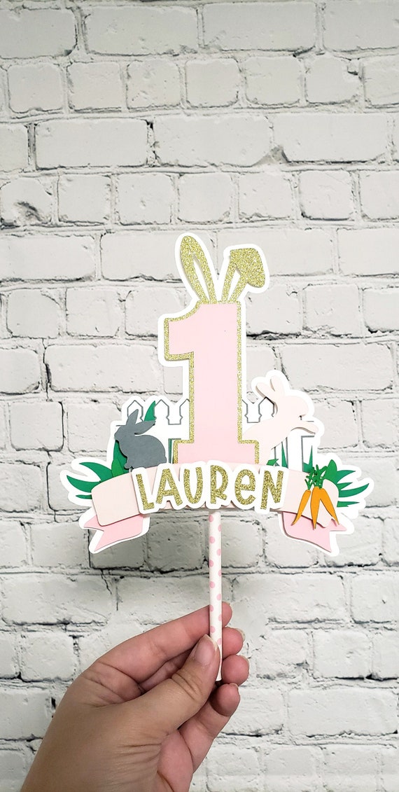 Some Bunny is One Cake Topper. Easter Cake Topper. Bunny Cake Topper. Some Bunny is Turning One. Easter Birthday Decor. Pink and Gold Party. Il_570xn