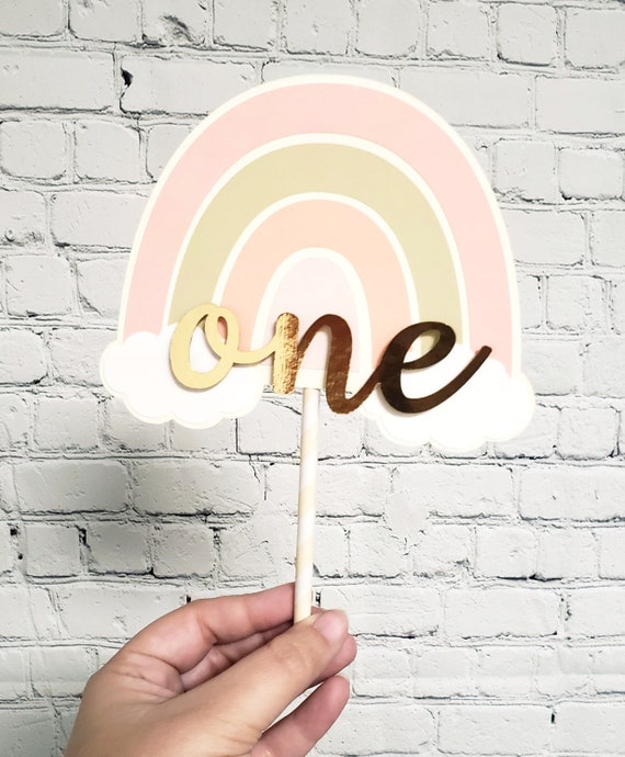 Boho Rainbow Cake Topper. Rainbow One Cake Topper. Boho First Birthday Party Decorations. Neutral Cake Topper. Boho Rainbow Party Decor. Il_570xn