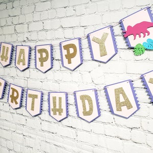 Dinosaur Happy Birthday Banner. Girl Dinosaur Banner. Dino Party. Dinosaur Party Decorations. Pink Dinosaur Party. T-rex Party. Dinosaurs