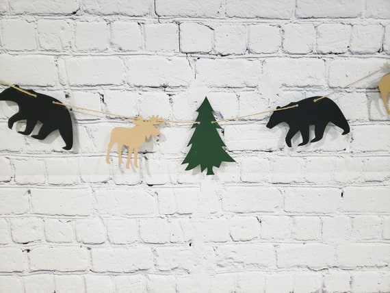 Lumberjack Party Garland, Bear, Moose, Tree Banner