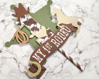 My First Rodeo Cake Topper: Cowboy 1st Birthday Party Decor