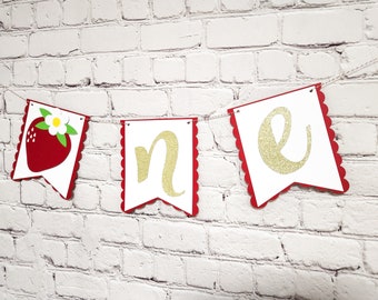 Strawberry Highchair Banner, Berry First Birthday Party Decor