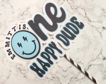 One Happy Dude Cake Topper, Retro Skater Birthday Party