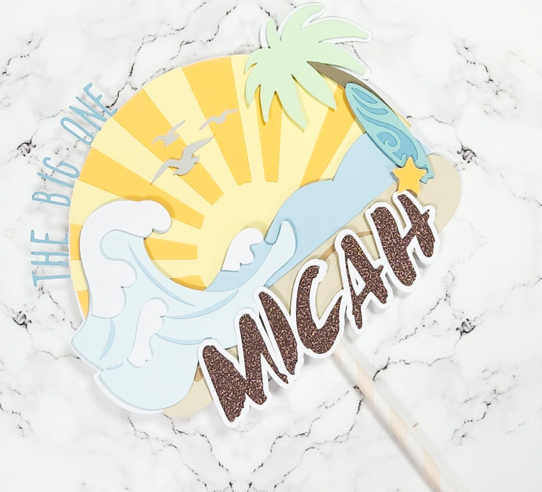 The Big One Cake Topper. Surf Cake Topper. Surfer Cake Topper. Wave