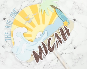Personalized 'The Big One' Surf Cake Topper, Boho 1st Birthday