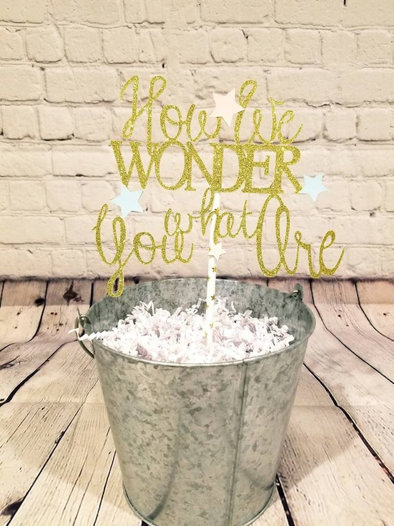 How We Wonder What You Are Cake Topper. Gender Reveal Party Decorations. Il_570xn