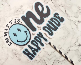 One Happy Dude Cake Topper. Two Cool Cake. Smiley Face Birthday Party. One Happy Girl. Retro Cake Topper. Skater Birthday.One Rad Dude Party