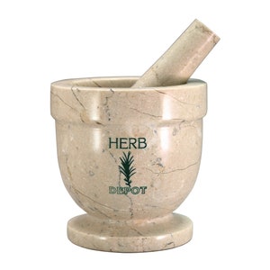 Christmas Gift Engraving Botticino Marble Mortar and Pestle