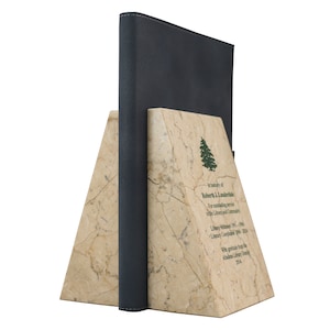 6&quot; Custom Personalized Engraving Botticino Marble Tapered Bookends