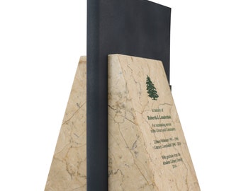 6" Custom Personalized Engraving Botticino Marble Tapered Bookends