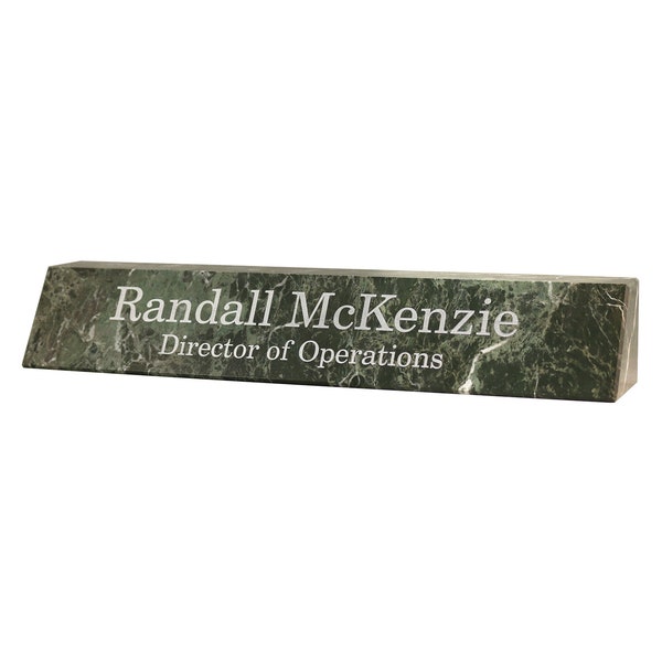 Custom Personalized Engraving Jade Green Leaf Marble Nameplate