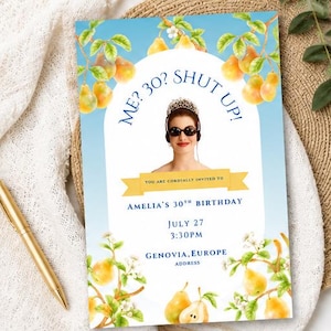 Princess Diaries Themed Birthday Invitation Template | Editable Canva Template | Printable Birthday Invitation | Instant Download