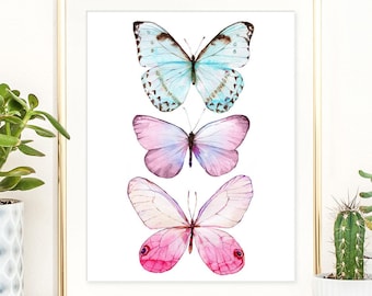 Watercolor Butterfly wall art poster clipart Illustration Floral clipart Butterfly Print painting Butterfly Ornament girly wall art