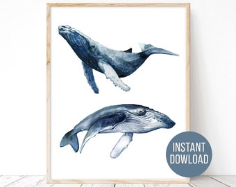 Humpback whale print, Whale stack, Whale print whale art Whale watercolor Whale painting Watercolor painting Whale Poster