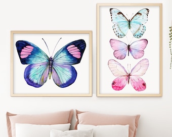 Watercolor butterfly poster Gallery wall set Butterfly wall art Butterfly print set Watercolor print Butterfly clipart Butterfly wings Moth