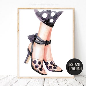 Fashion sketch Shoes art print Shoes illustration Shoes Art decor Glam wall art shoe lover Watercolor painting fashion clipart art print