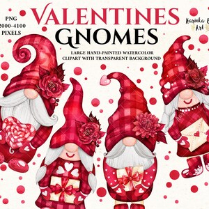 4 Valentinstag Clipart Sublimationsdesigns. Aquarell Zwerge, Aquarell Clipart. Skandinavische Wichtel