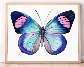 Watercolor butterfly poster Butterfly wall art  Butterfly wings   Watercolor print   Butterfly clipart