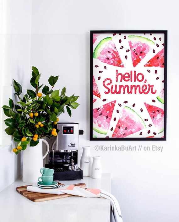watercolor watermelon art hello