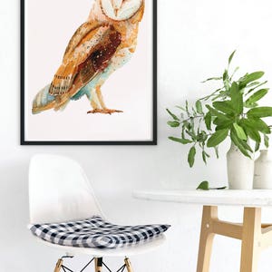 Barn Owl svg Boho clipart Watercolor Print Barn Owl painting Rustic kitchen poster Owl nursery decor poster image 9