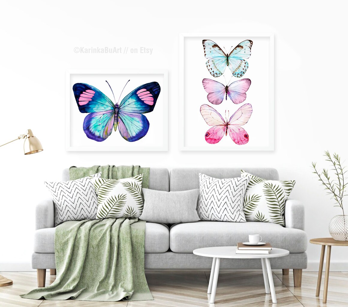 Watercolor butterfly poster Gallery wall set Butterfly svg | Etsy
