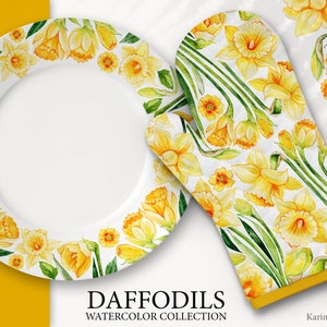 Watercolor Daffodils Clipart Set. Hand Painted Spring Flowers PNG Clip ...