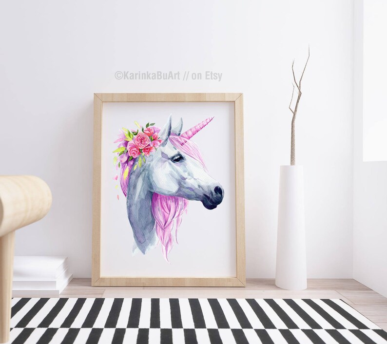 Download Watercolor unicorn clipart The last unicorn wall decal ...