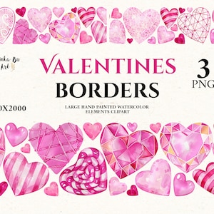 Amo o dia dos namorados aquarela bordas PNG clipart. Desenhos de sublimação de dia dos namorados Clipart de férias em aquarela. Convite e decoração de casamento